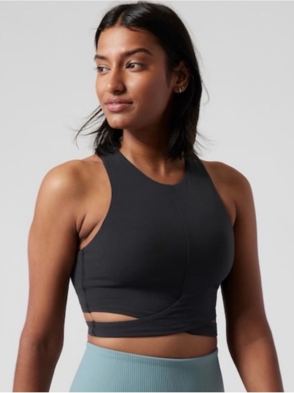 Athleta Conscious Cut Out Crop Top Black Size L